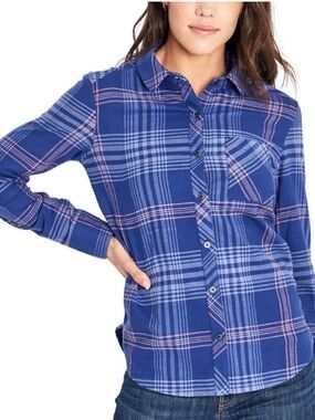 Orvis Blue Plaid Flannel Shirt Women’s XL Cotton Button Down Classic Fit NWT